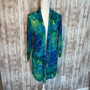 Christopher & Banks 3/4 Sleeve Blue & Green Cardigan size Medium
